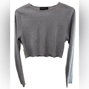 Gray Long Sleeve Cropped Top